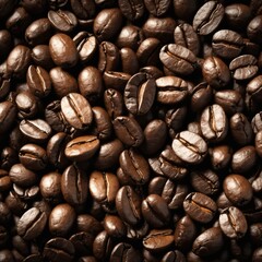Fototapeta premium top view of coffee beans background , abstract background . generative ai 
