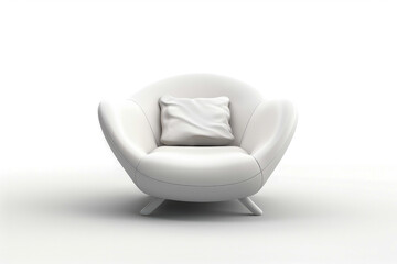 Leather armchair in white color on white background. Luxurious e