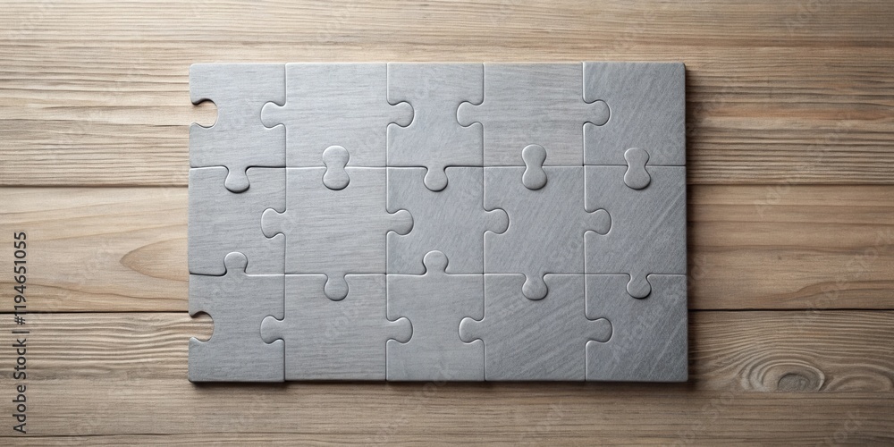 Aufkleber Completed Jigsaw Puzzle on Wooden Surface A Symbol of Unity and Problem Solving