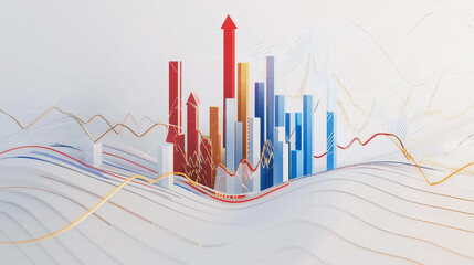 Abstract white background with Colorful charts and graphs with statistics to innovative analyze business potential and forecast future development of companies growth.