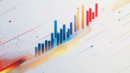Abstract white background with Colorful charts and graphs with statistics to innovative analyze business potential and forecast future development of companies growth.