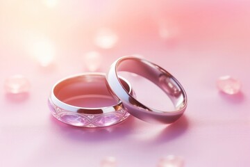 Love wedding rings and crystal pastel jewelry pink celebration.