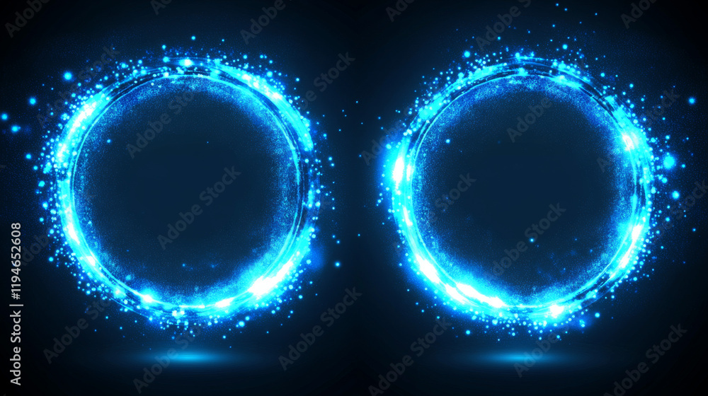 Poster blue round frames set isolated on transparent background. vector realistic illustration of circular 