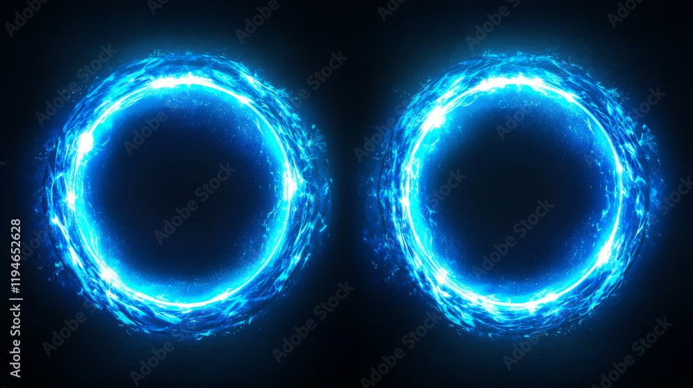 Poster blue round frames set isolated on transparent background. vector realistic illustration of circular 