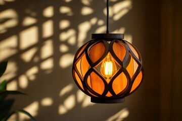 This elegant lamp showcases an organic design, projecting captivating shadow patterns on walls, enhancing the atmosphere with a touch of sophistication and artistry.