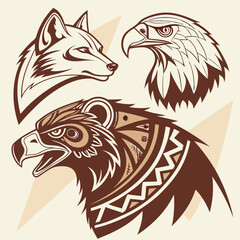 Obraz premium design a sheet of tribal animal faces with a mixo eps