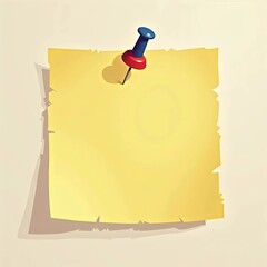 White paper sticky note with red push pin