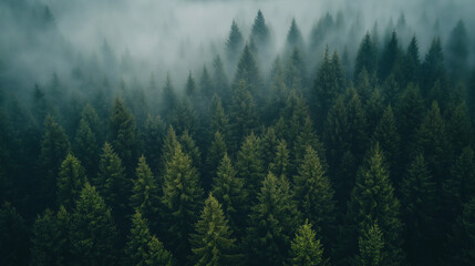 Looking Up at Green Tree Tops in a Peaceful Forest Canopy