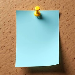 White paper sticky note with red push pin