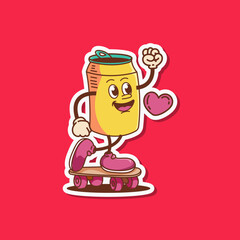 Collection of vector beer sticker designs in cool yellow color. Trendy cute smile patches.