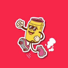 Collection of vector beer sticker designs in cool yellow color. Trendy cute smile patches.