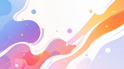 Abstract Pastel Shapes Flowing Dynamically Across White Background.
