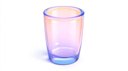 A translucent glass cup with a gradient color, showcasing a blend of soft pastel hues from orange to blue.