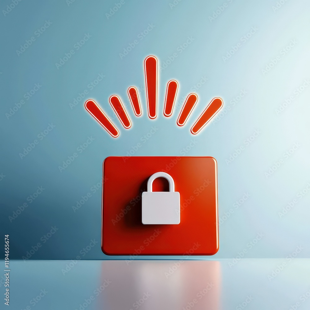 Poster mobile payment security platform concept. digital lock icon with rays, symbolizing security and prot