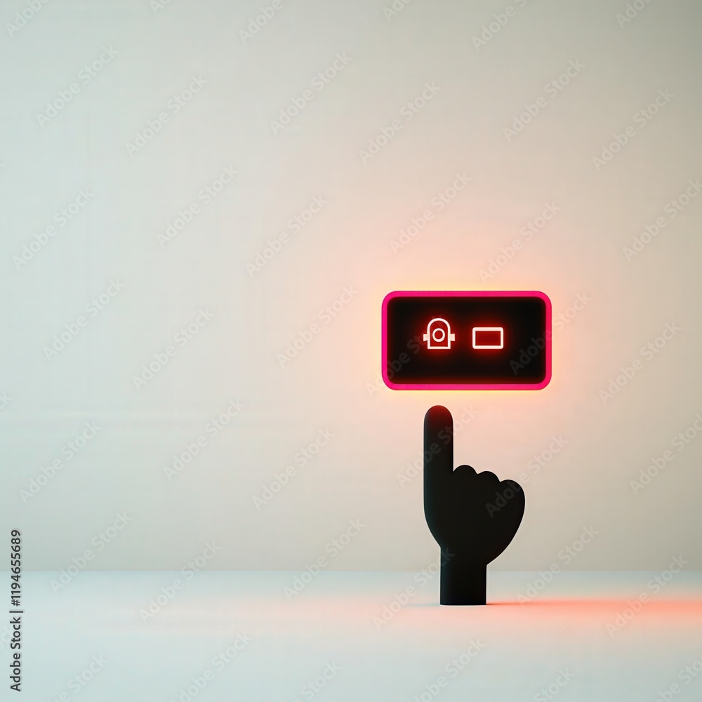 Aufkleber mobile payment security platform concept. hand pointing to a glowing icon with lock and battery symb