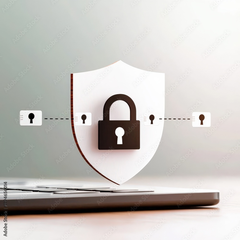 Poster mobile payment security platform concept. digital security concept with a shield and padlock symboli