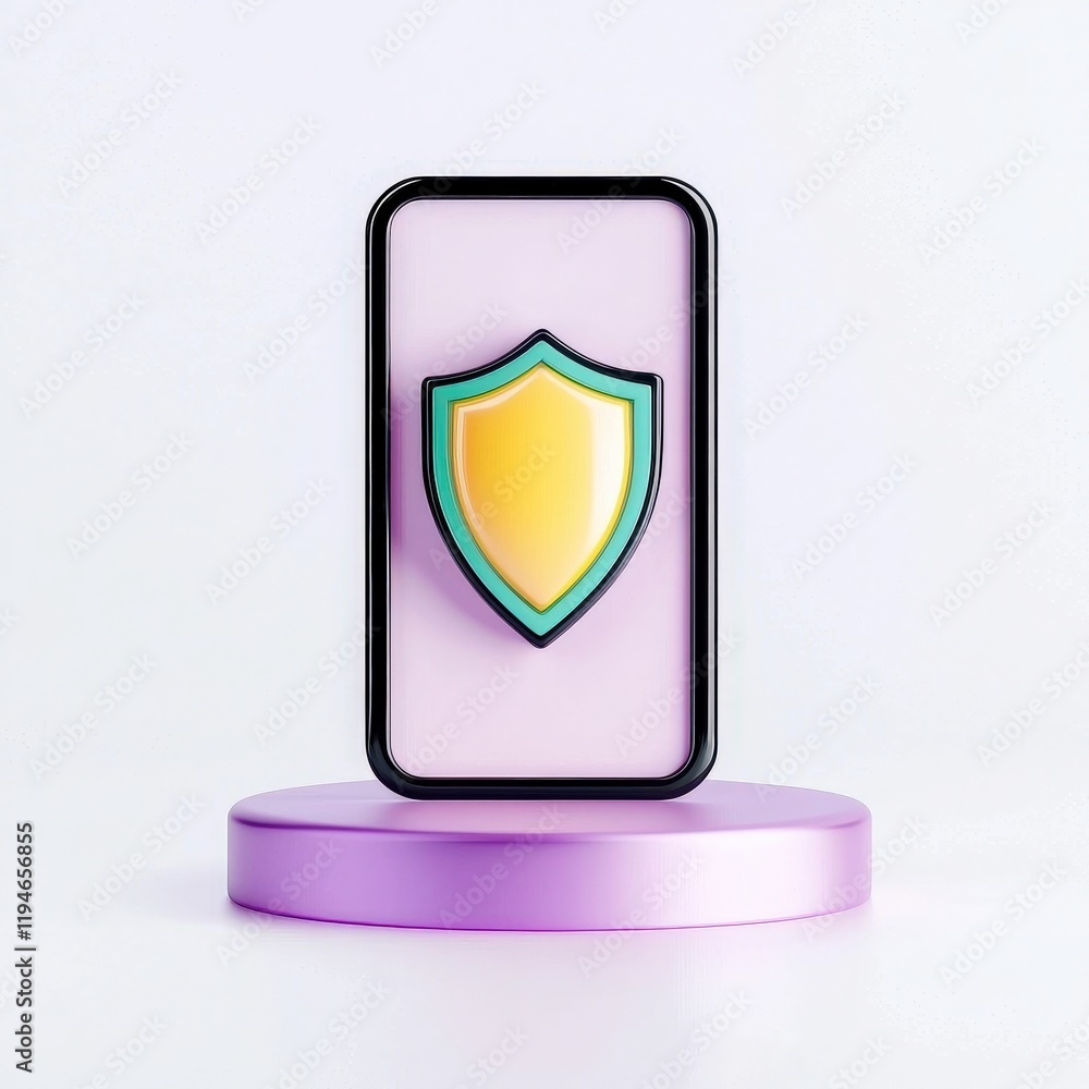 Aufkleber mobile payment security platform concept. a smartphone with a shield symbol representing digital sec