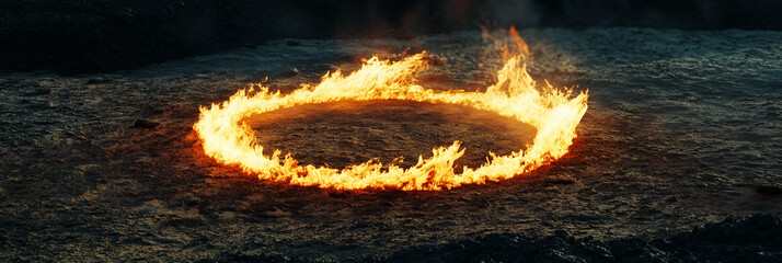 Wildfire Background: Circular Flames on the Ground