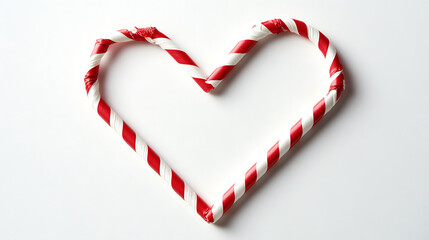 Two red and white striped straws forming a heart shape 