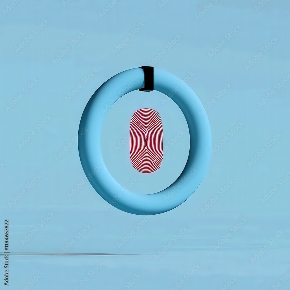 Poster mobile payment security platform concept. a 3d representation of a fingerprint enclosed within a cir