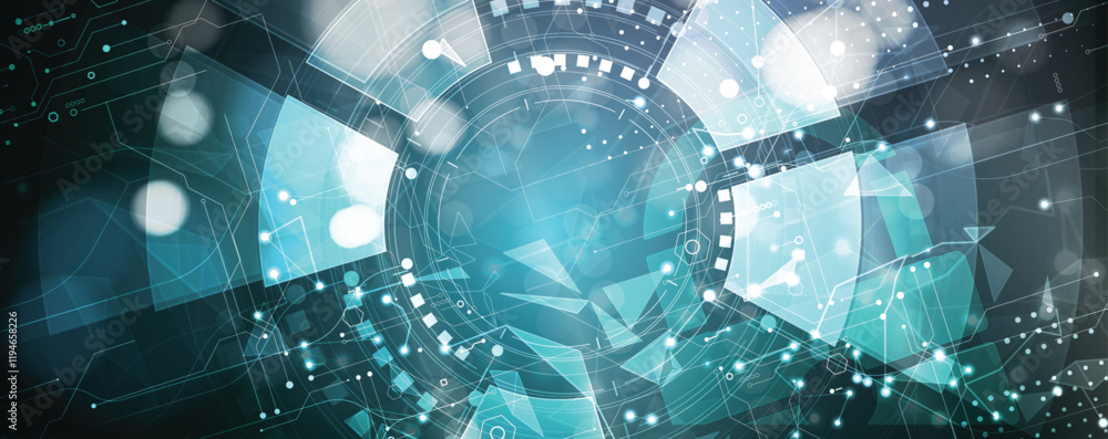 Poster Cloud and computing abstract technology backgeound with circuit elements