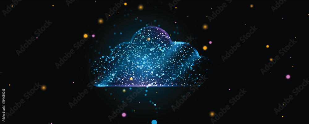 Poster Cloud and computing abstract technology backgeound with circuit elements