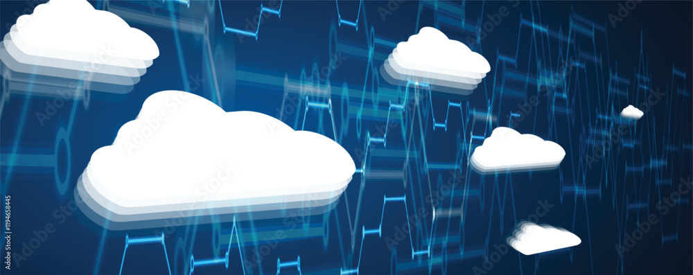 Poster Cloud and computing abstract technology backgeound with circuit elements
