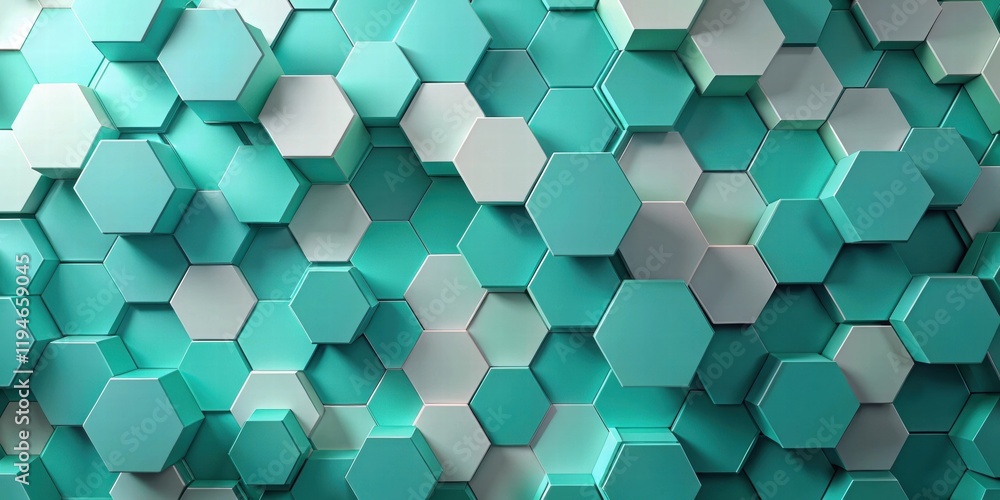 Poster abstract teal and white hexagon pattern background design