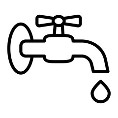 Water Tap Vector Line Icon Design