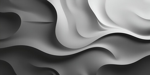 Classic black and white 3D abstract wallpaper background, timeless and elegant, featuring soft golden hour light reminiscent of sunrise or sunset, rendered in a high-contrast style with subtle depth 