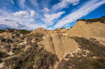 badlands sceneries inside the badlands national park, Matera province, italy