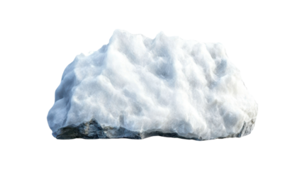 Snowy Mountain Range, Snowy rock isolated on black background showcasing texture and shape.
