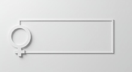 Abstract White Female Symbol with Modern Minimalist Frame Blank Space for Text or Design