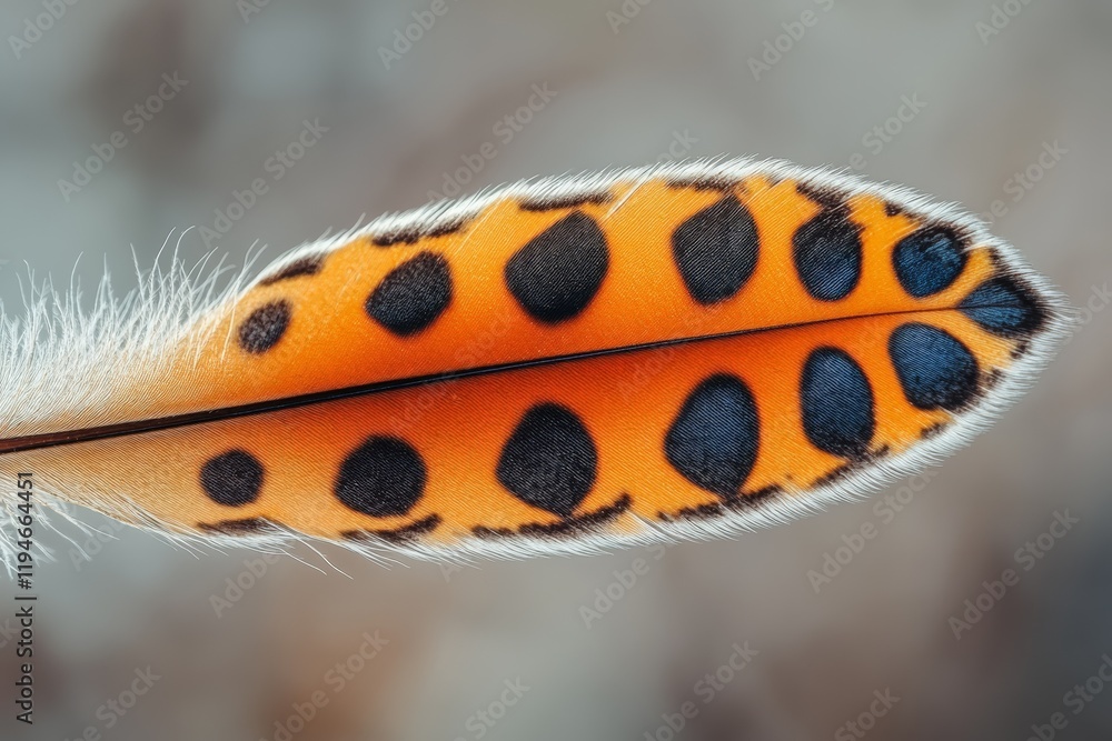 Aufkleber a vibrant close-up of an orange feather with bold black spots, capturing attention with its striking