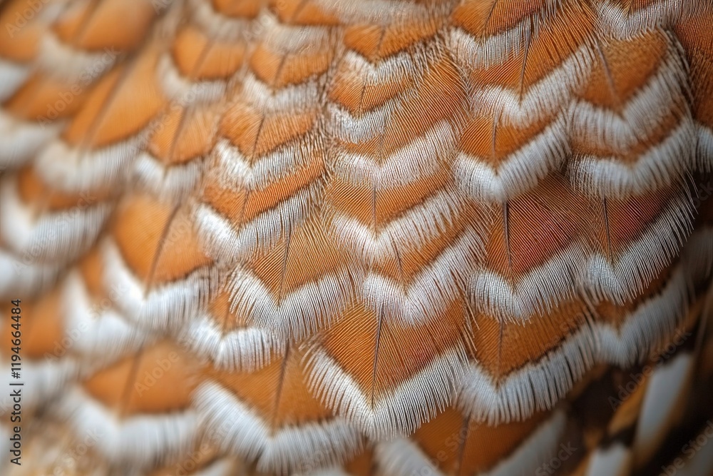 Aufkleber a close-up of orange feathers with intricate patterns and white tips, offering a captivating view of
