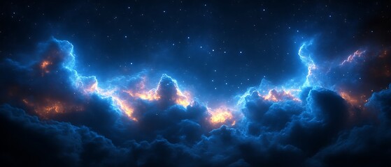 Obraz premium Glowing Nebula Cloudscape at Night.
