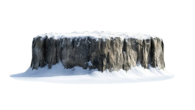Snowy Mountain Range, Snowy rocky plateau isolated on transparent background.