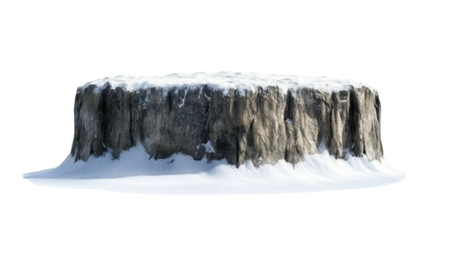 Snowy Mountain Range, Snowy rocky plateau isolated on transparent background.