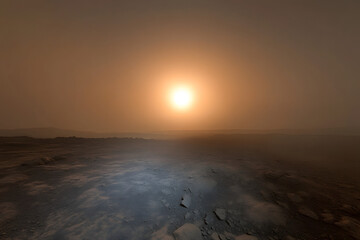 Fototapeta premium Detailed High-Resolution Astrophotography of Mars at Sunrise