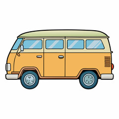 yellow van isolated on white