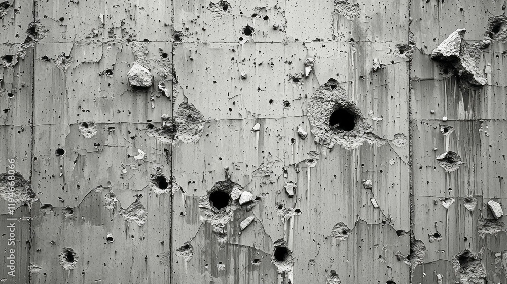 Aufkleber a weathered wall showcases numerous cracks and holes, creating a fascinating tapestry of textures. e