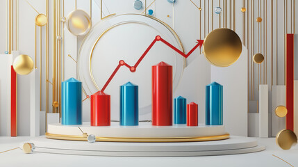 Abstract white background with Colorful charts and graphs with statistics to innovative analyze business potential and forecast future development of companies growth.