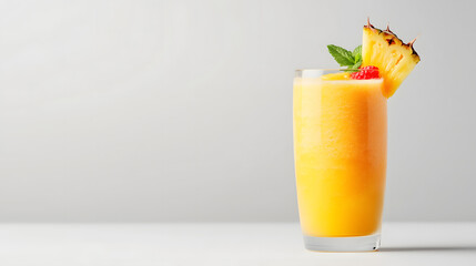 Fototapeta premium Refreshing Mango and Pineapple Smoothie with Mint Garnish - Tropical Beverage Photography