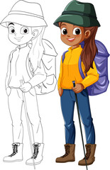 Adventurous Girl Hiking in Nature