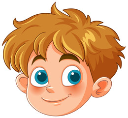 Cheerful Cartoon Boy with Brown Hair