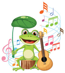 Frog Serenade with Musical Notes