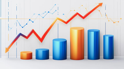 Obraz premium Abstract white background with Colorful charts and graphs with statistics to innovative analyze business potential and forecast future development of companies growth.
