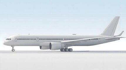 Obraz premium White Airplane On Runway Ground View