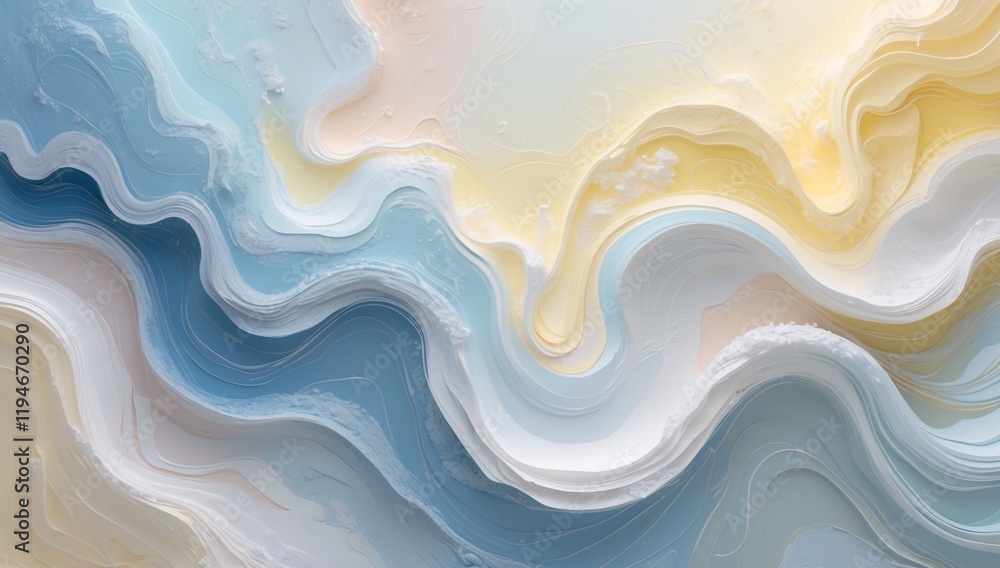 Poster a dynamic abstract composition featuring layered smooth gradients transitioning between soft blue an