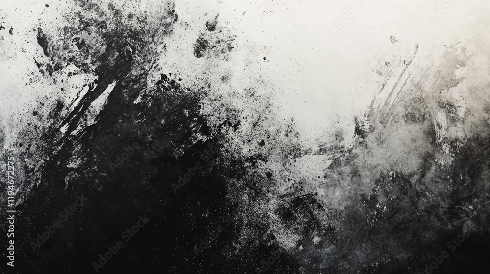 Poster abstract black and white artwork with textured patterns and fluidity in form